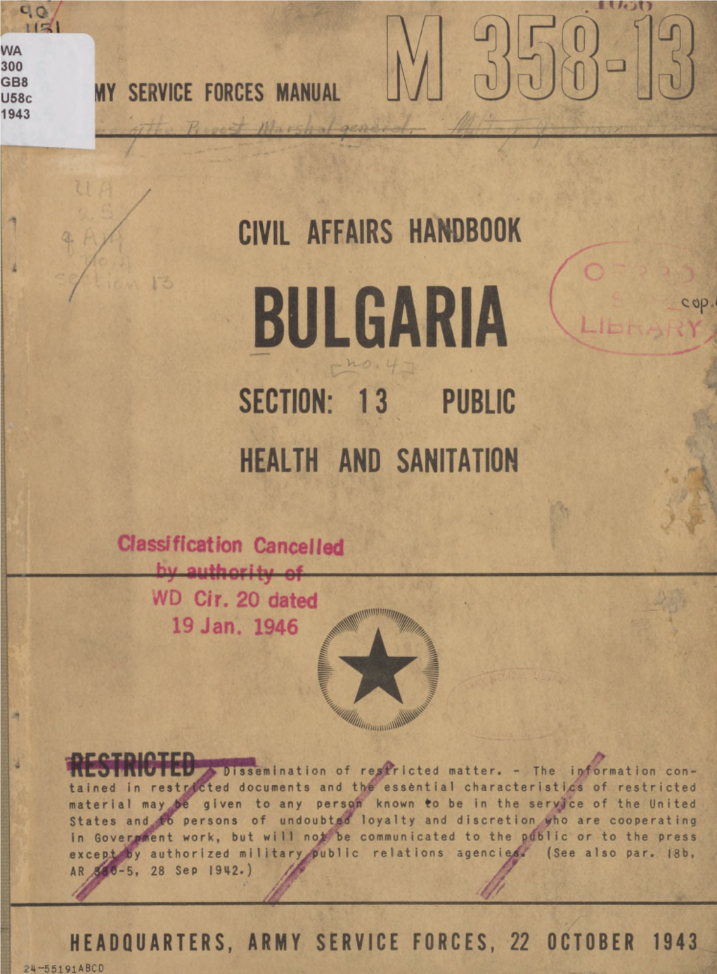 Civil Affairs Handbook, Bulgaria