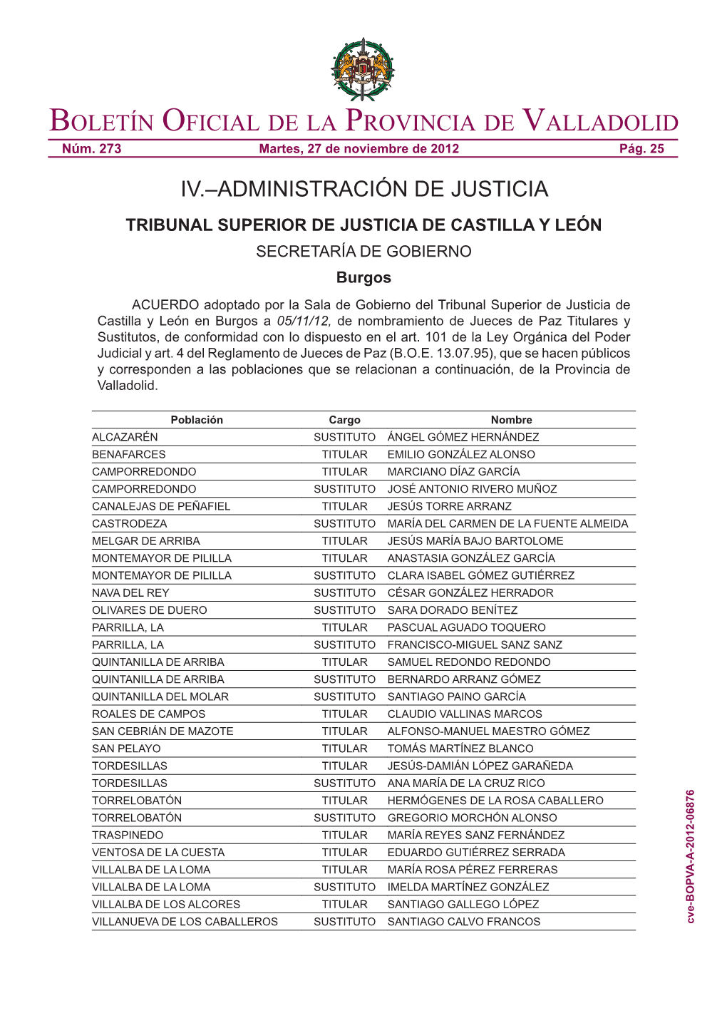 Boletín Oficial De La Provincia De Valladolid Núm