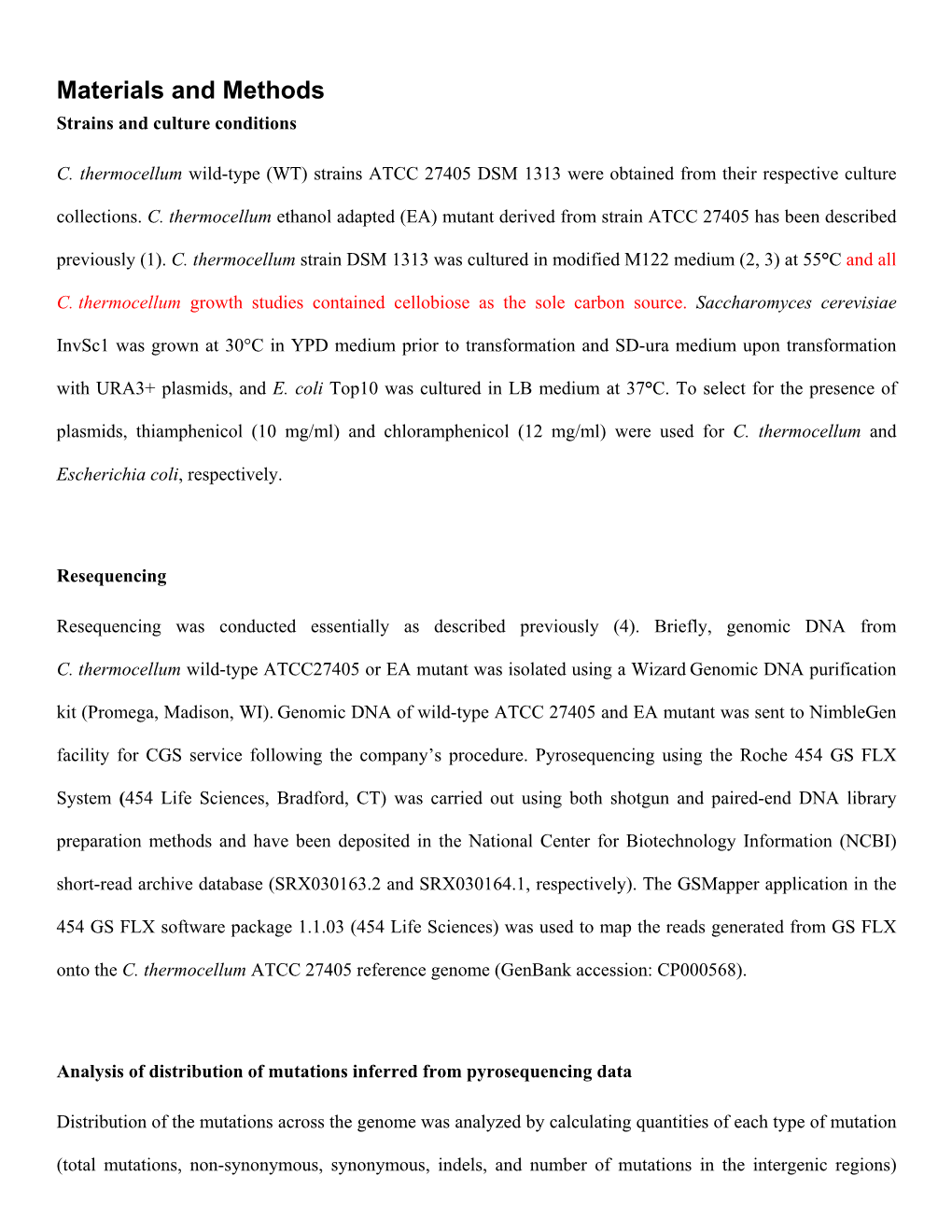 Materials and Methods Strains and Culture Conditions