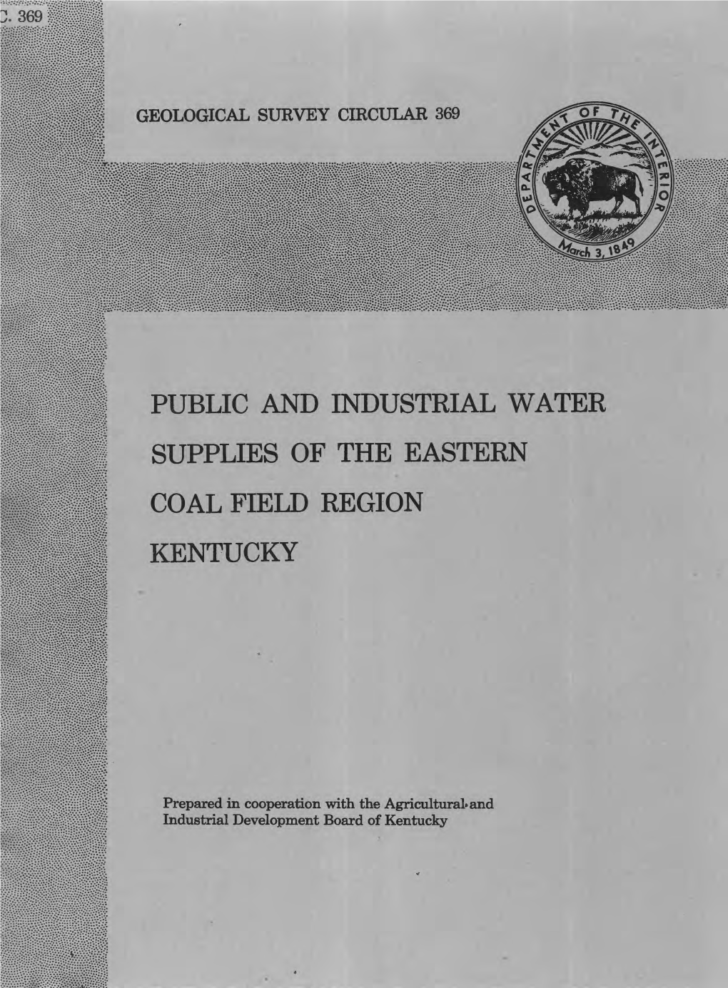 Public and Industrial Water Supplies of the Eastern Coal Field Region Kentucky