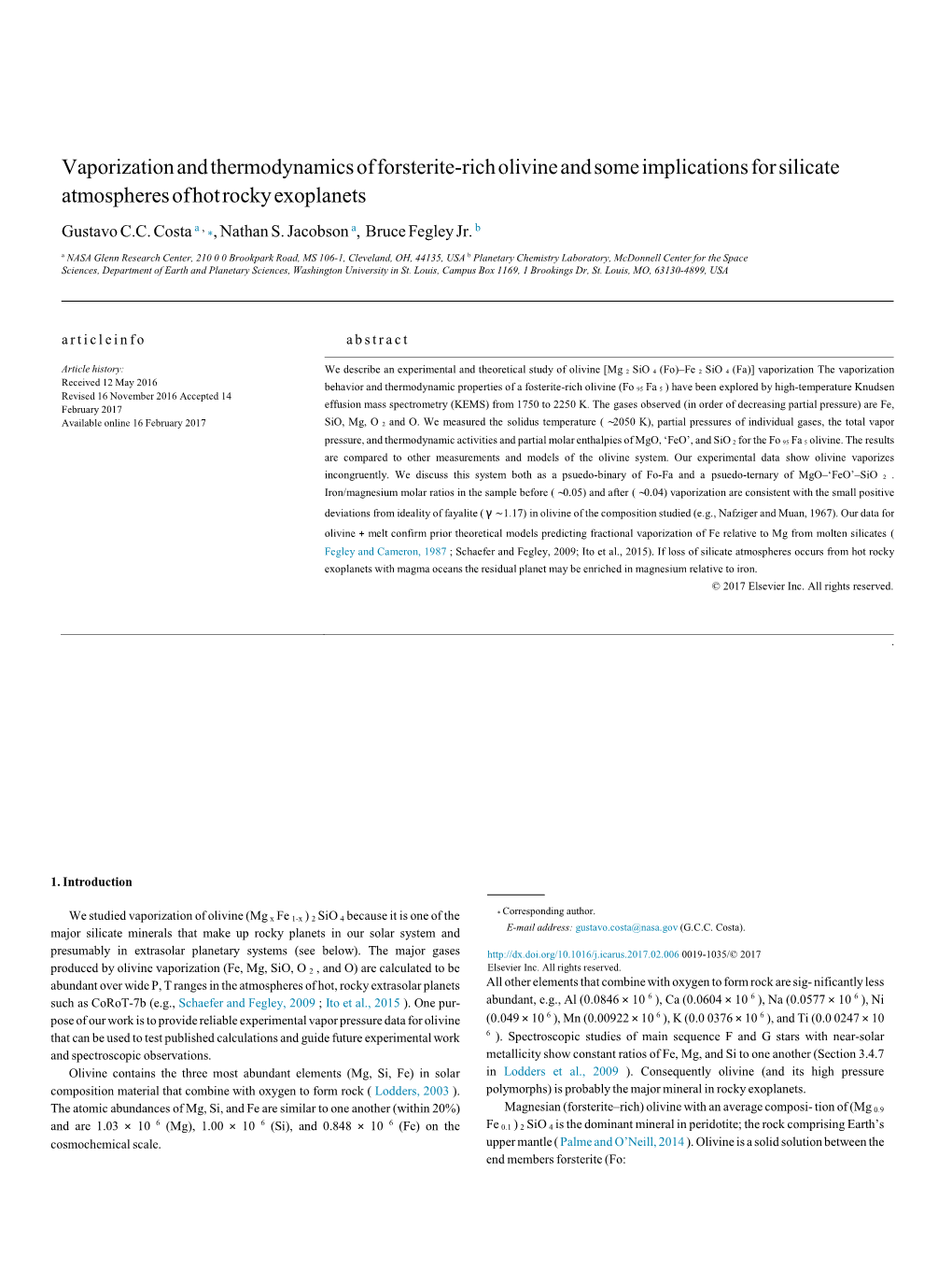 Vaporization and Thermodynamics of Forsterite-Rich Olivine and Some Implications for Silicate