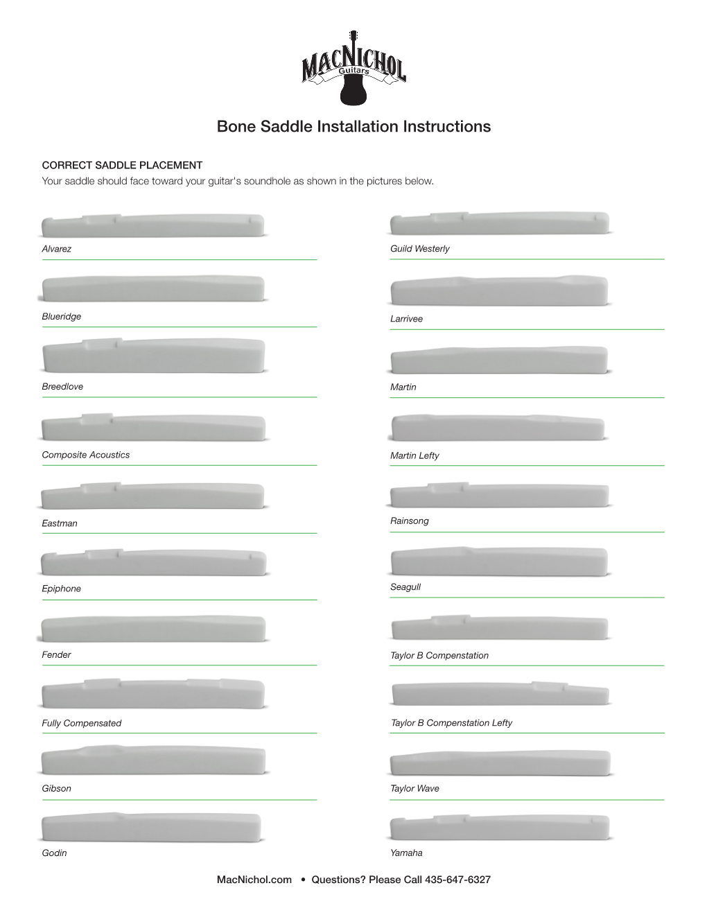 Bone Saddle Installation Instructions