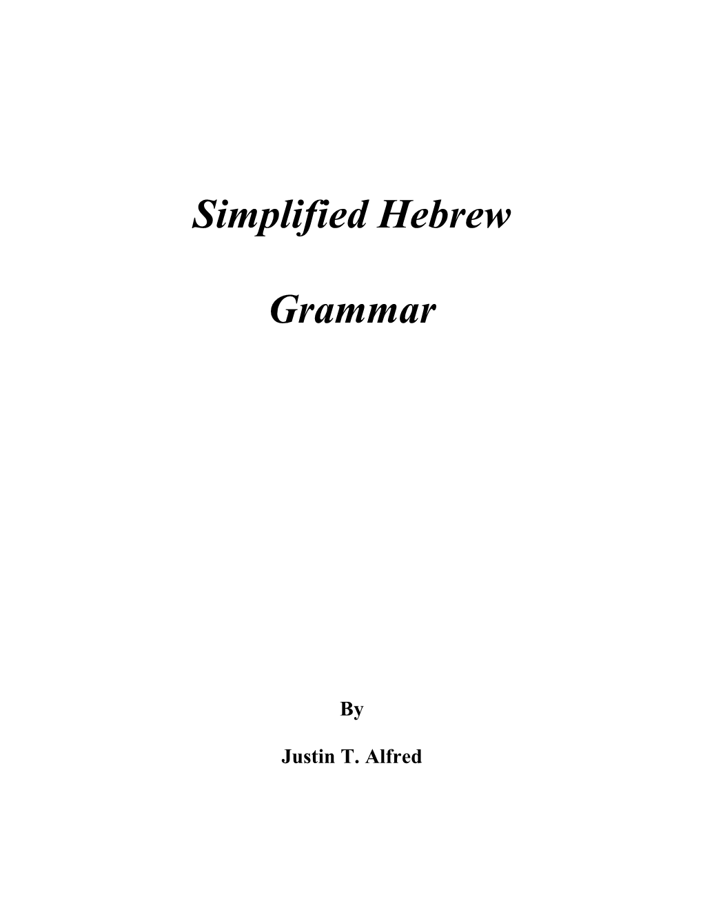 Simplified Hebrew Grammar Introduction