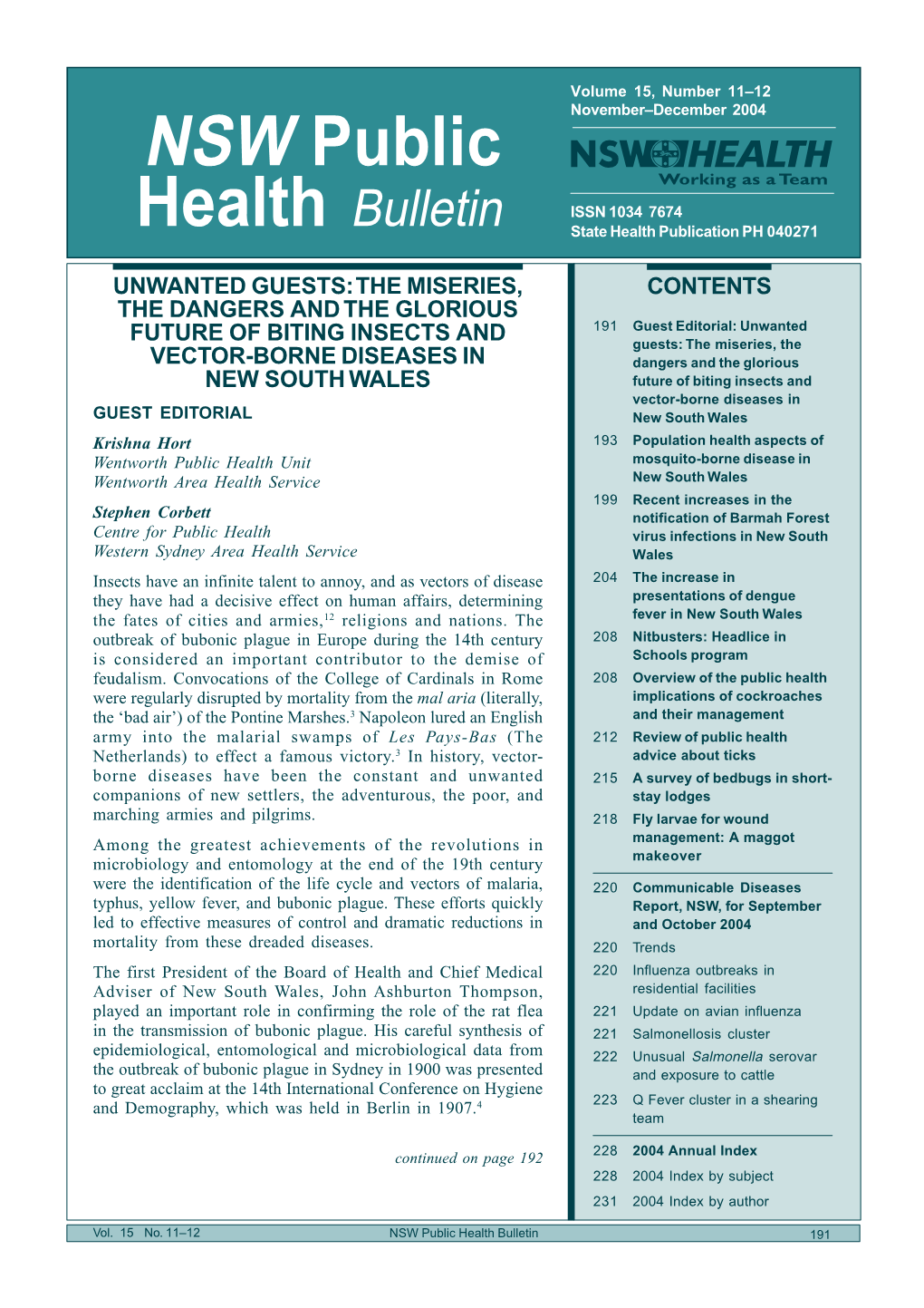 Recent Increases in the Notification of Barmah Forest Virus Infections in New South Wales