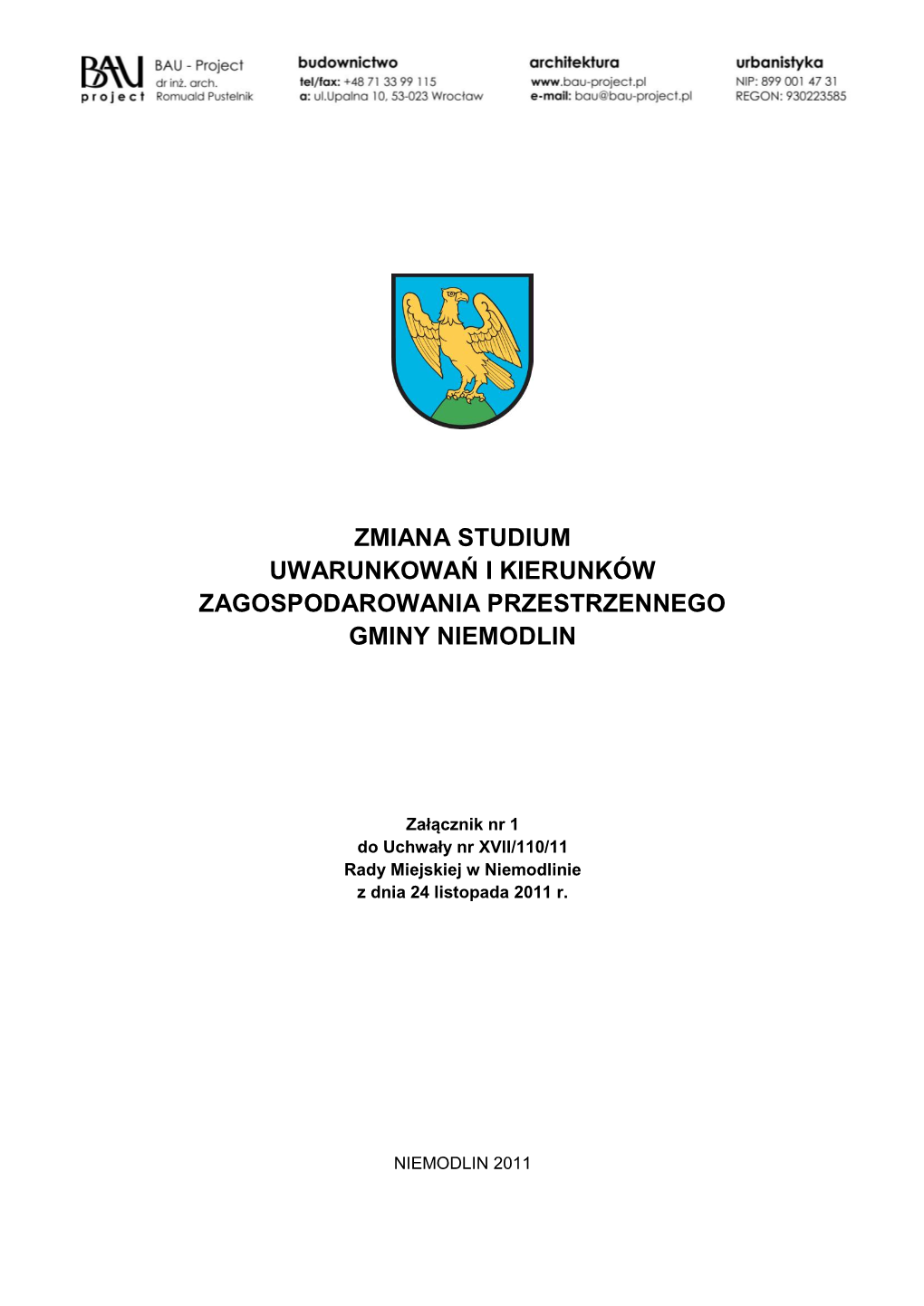 Zmiana Studium Uwarunkowań I Kierunków Zagospodarowania Przestrzennego Gminy Niemodlin