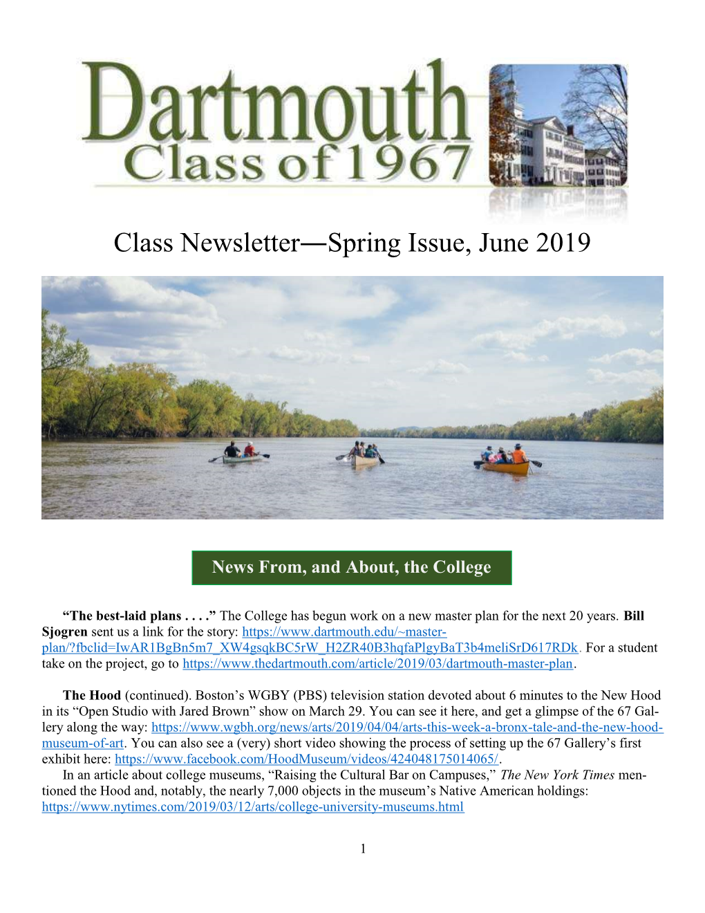 Class Newsletter―Spring Issue, June 2019