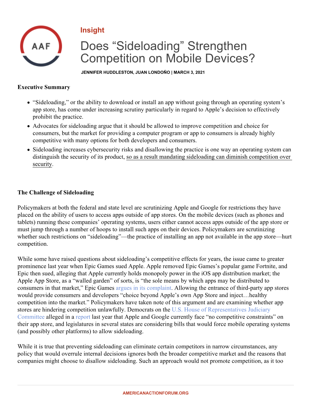 Sideloading” Strengthen Competition on Mobile Devices?