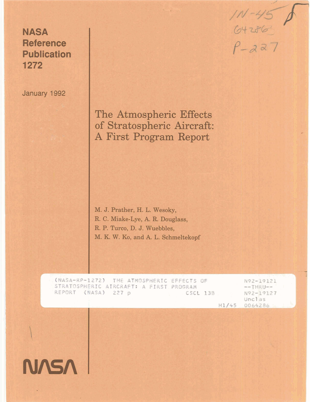 The Atmospheric Effects Stratospheric Aircraft: Erst Program Report