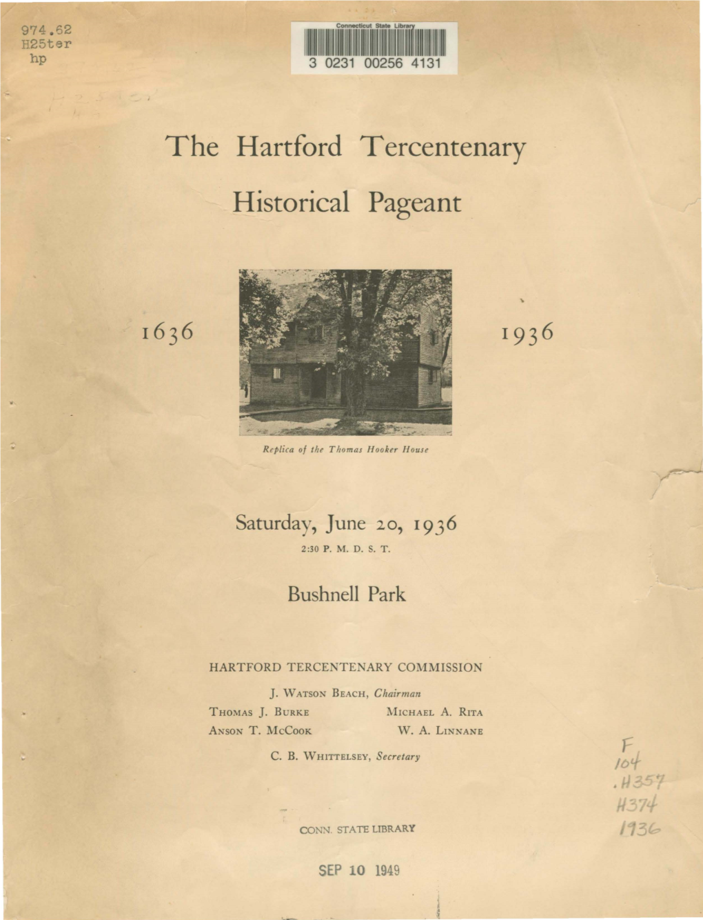 The Hartford Tercentenary Historical Pageant