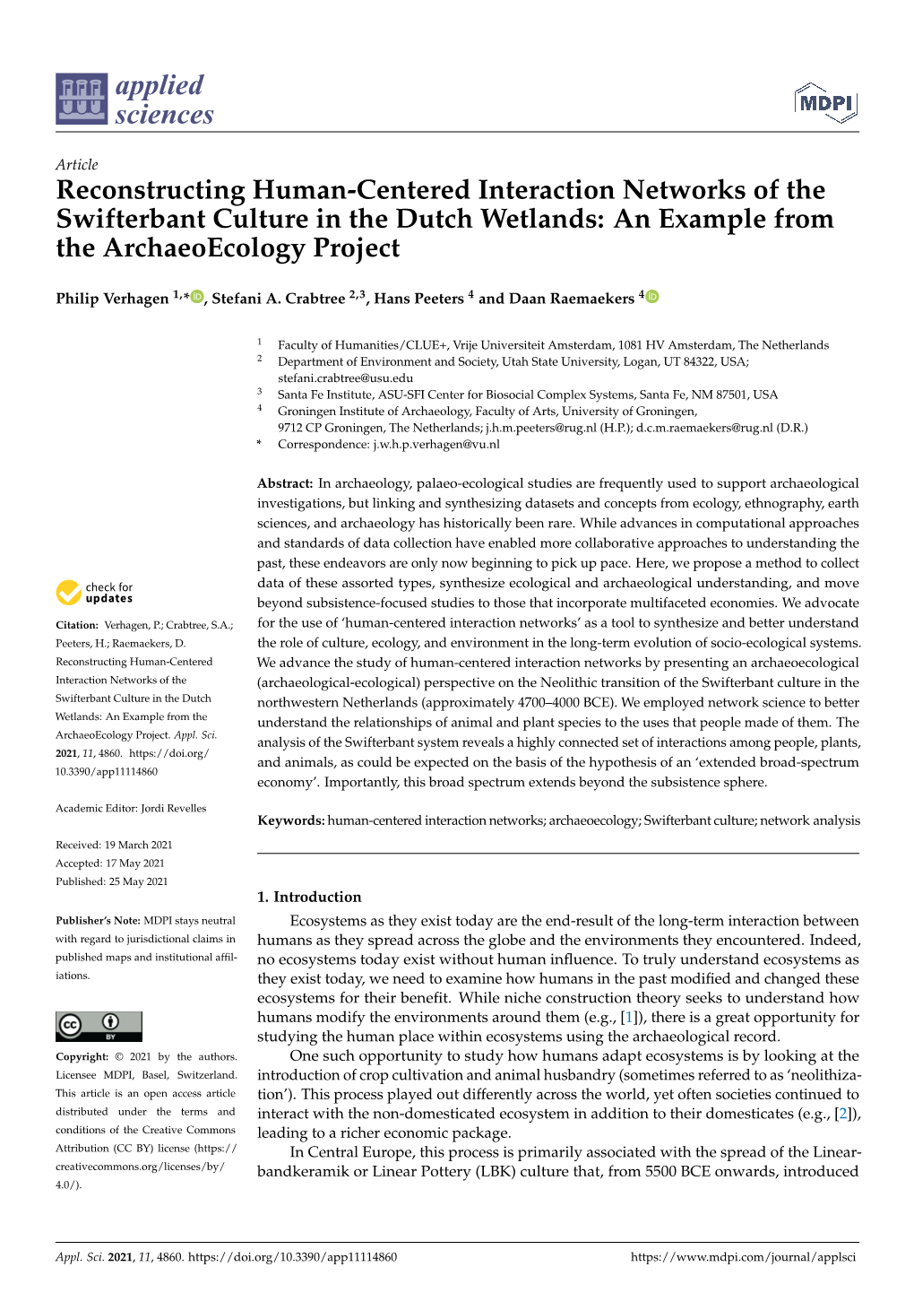 Reconstructing Human-Centered Interaction Networks of the Swifterbant Culture in the Dutch Wetlands: an Example from the Archaeoecology Project