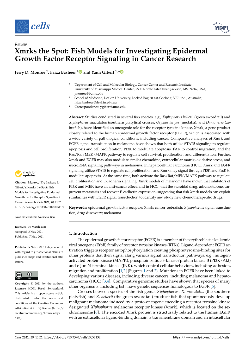 Xmrks the Spot: Fish Models for Investigating Epidermal Growth Factor Receptor Signaling in Cancer Research