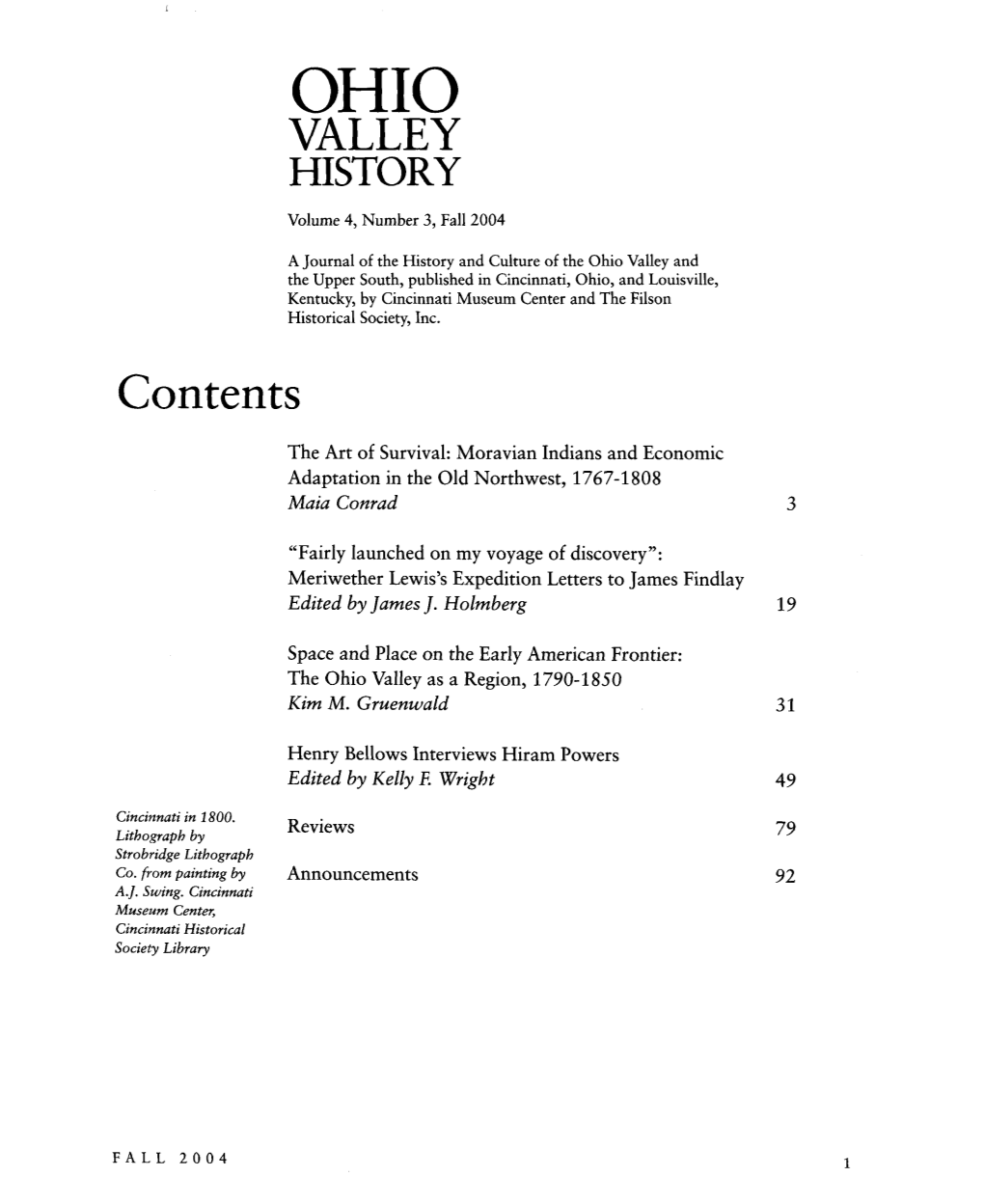 VALLEY HISTORY Volume 4, Number 3, Fall 2004