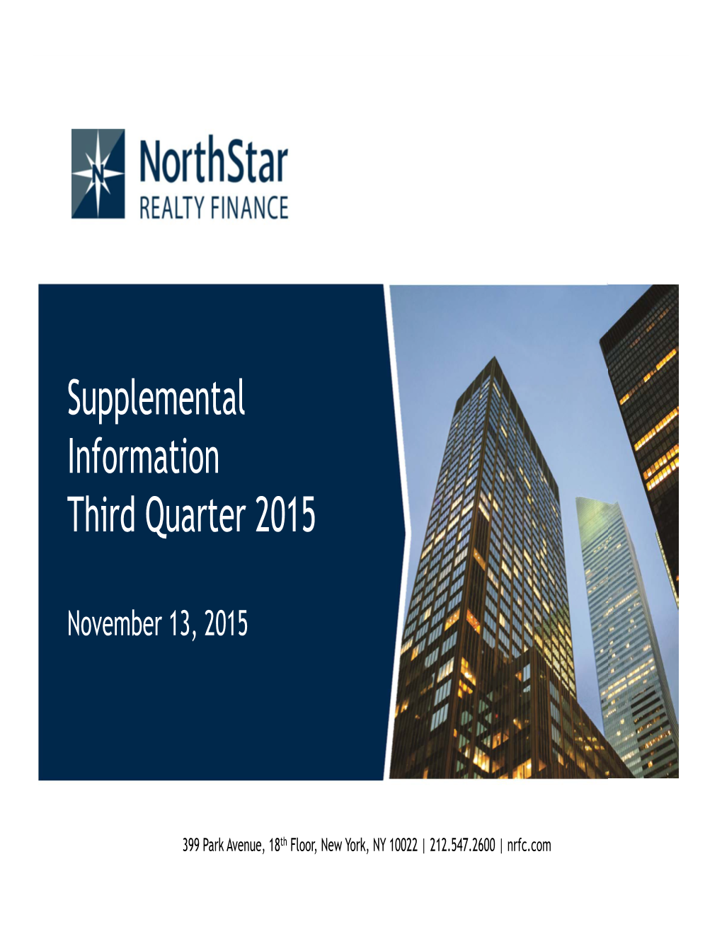 Supplemental Information Third Quarter 2015