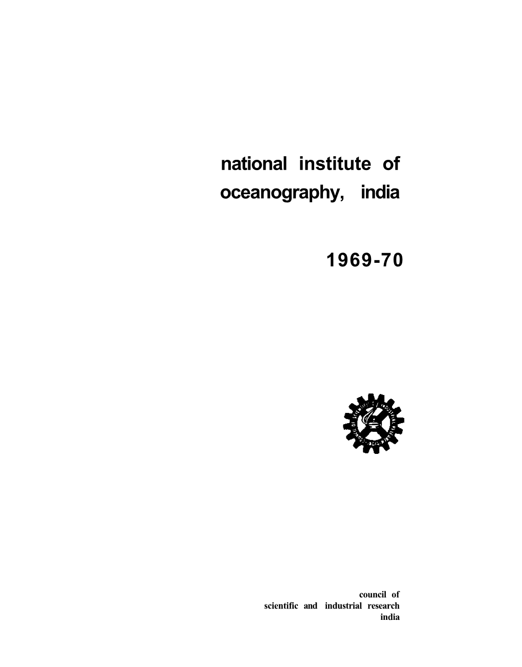 National Institute of Oceanography, India 1969-70