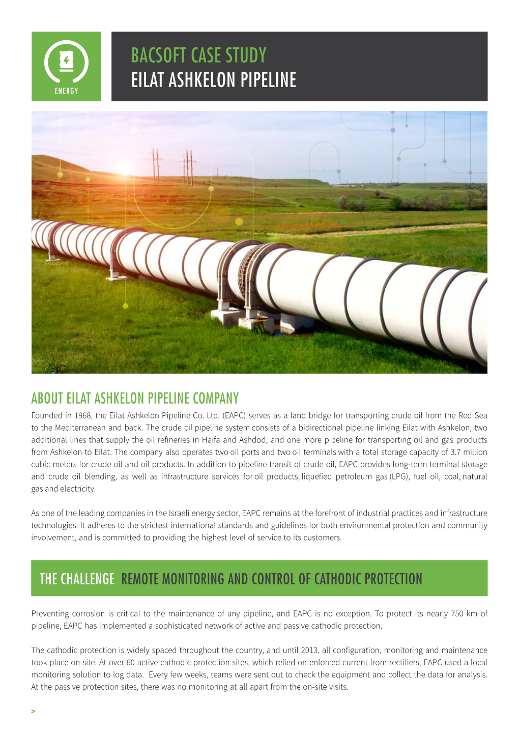 Bacsoft Case Study Eilat Ashkelon Pipeline Energy