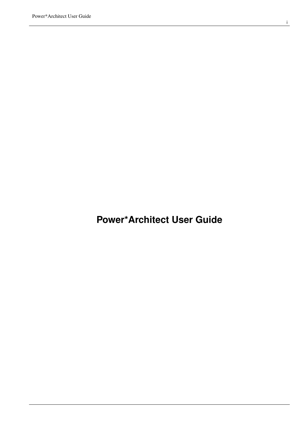 Power*Architect User Guide I