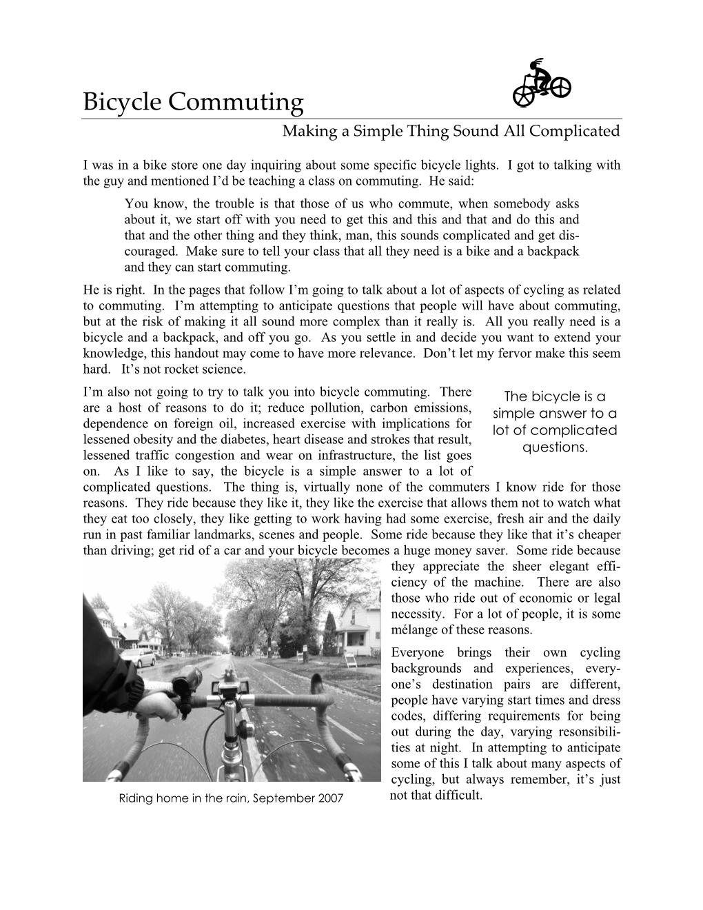 Bicycle Commuting Handout