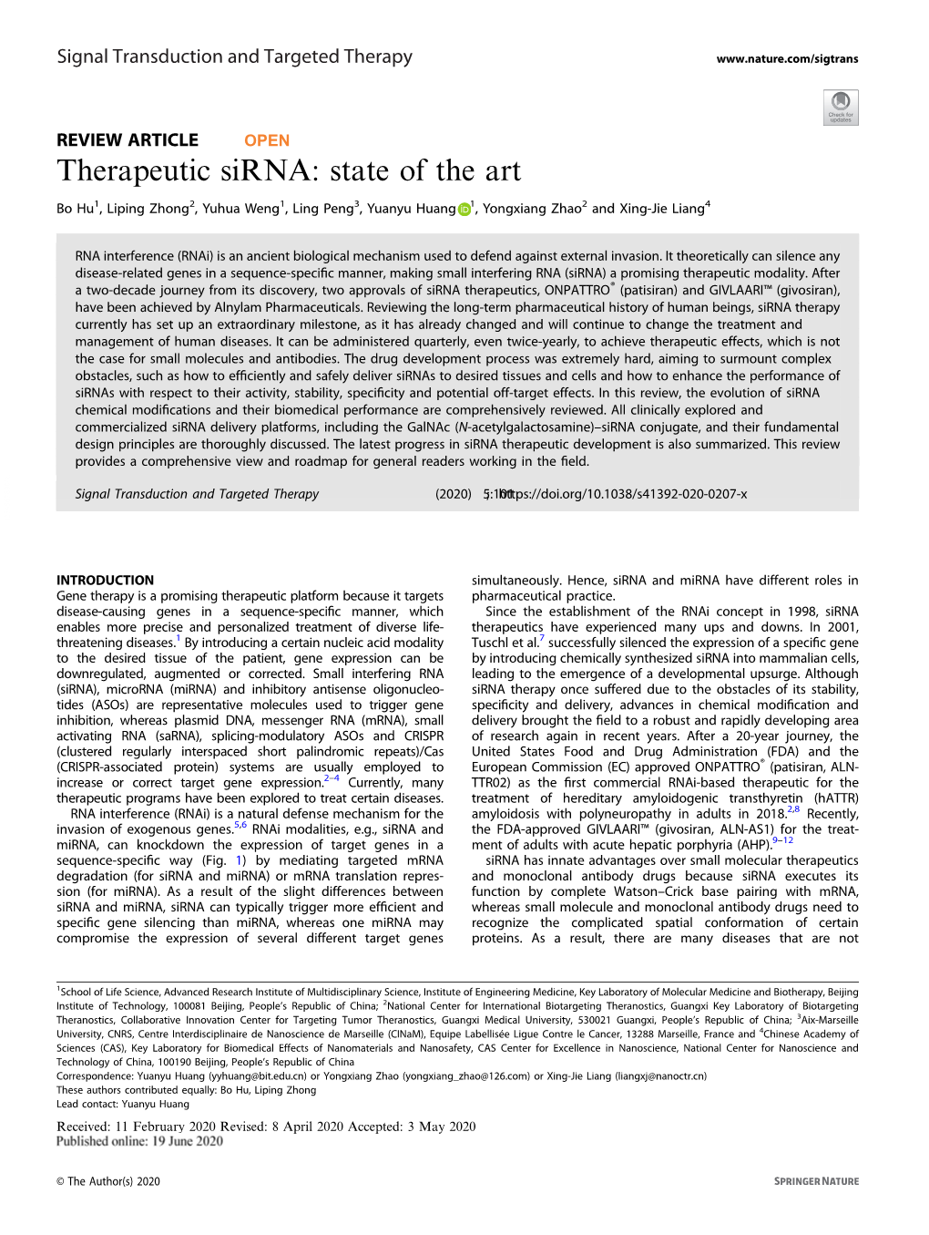 Therapeutic Sirna: State of the Art