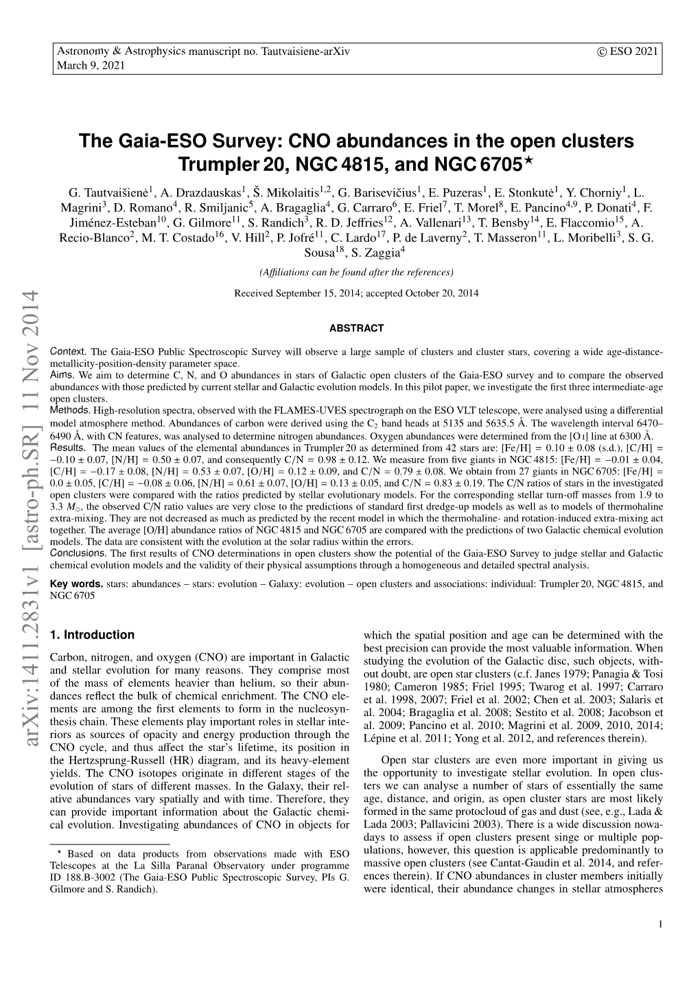 CNO Abundances in the Open Clusters Trumpler 20, NGC 4815, and NGC 6705? G