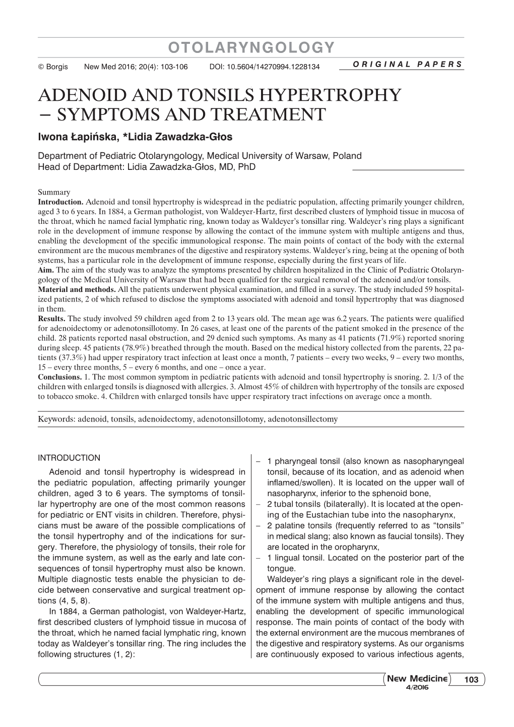 Adenoid and Tonsils Hypertrophy − Symptoms and Treatment