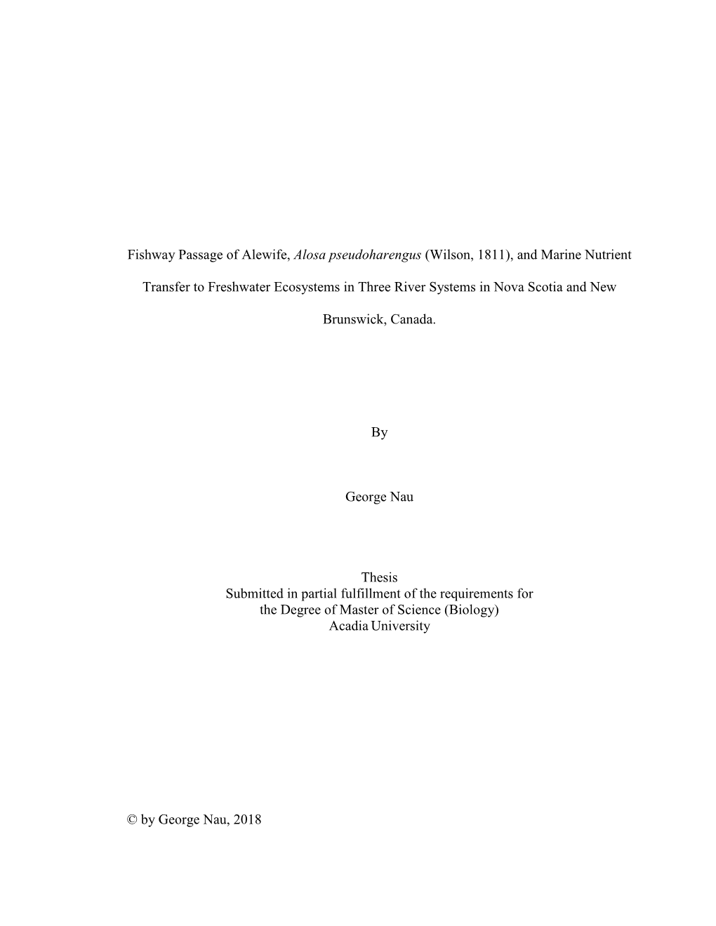 Fishway Passage of Alewife, Alosa Pseudoharengus (Wilson, 1811), and Marine Nutrient