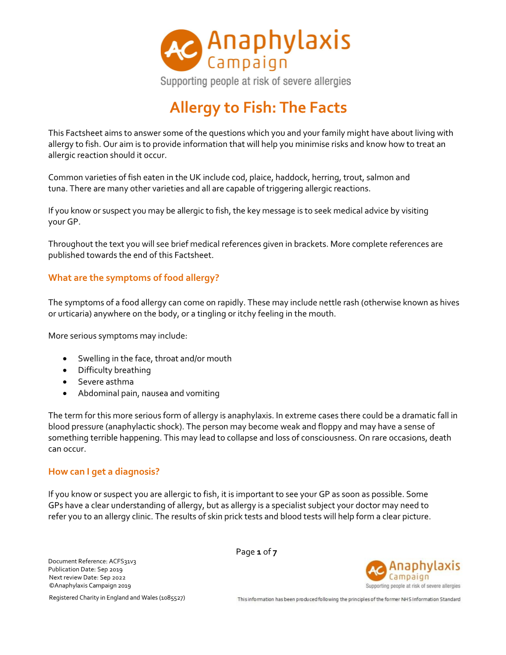 Allergy to Fish: the Facts