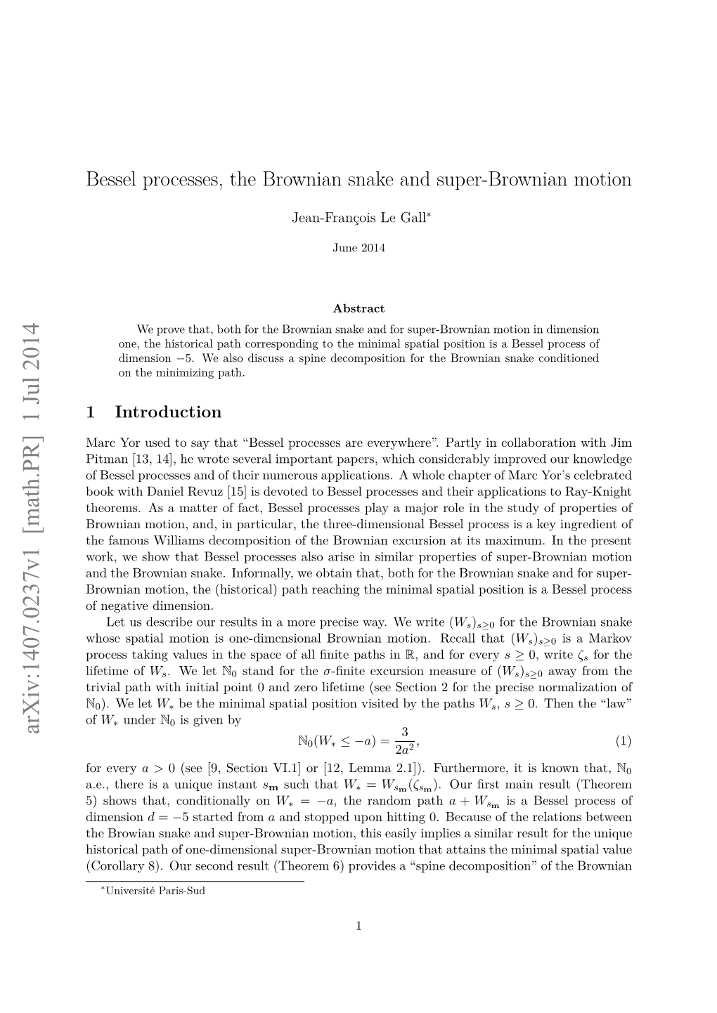 Bessel Processes, the Brownian Snake and Super-Brownian Motion