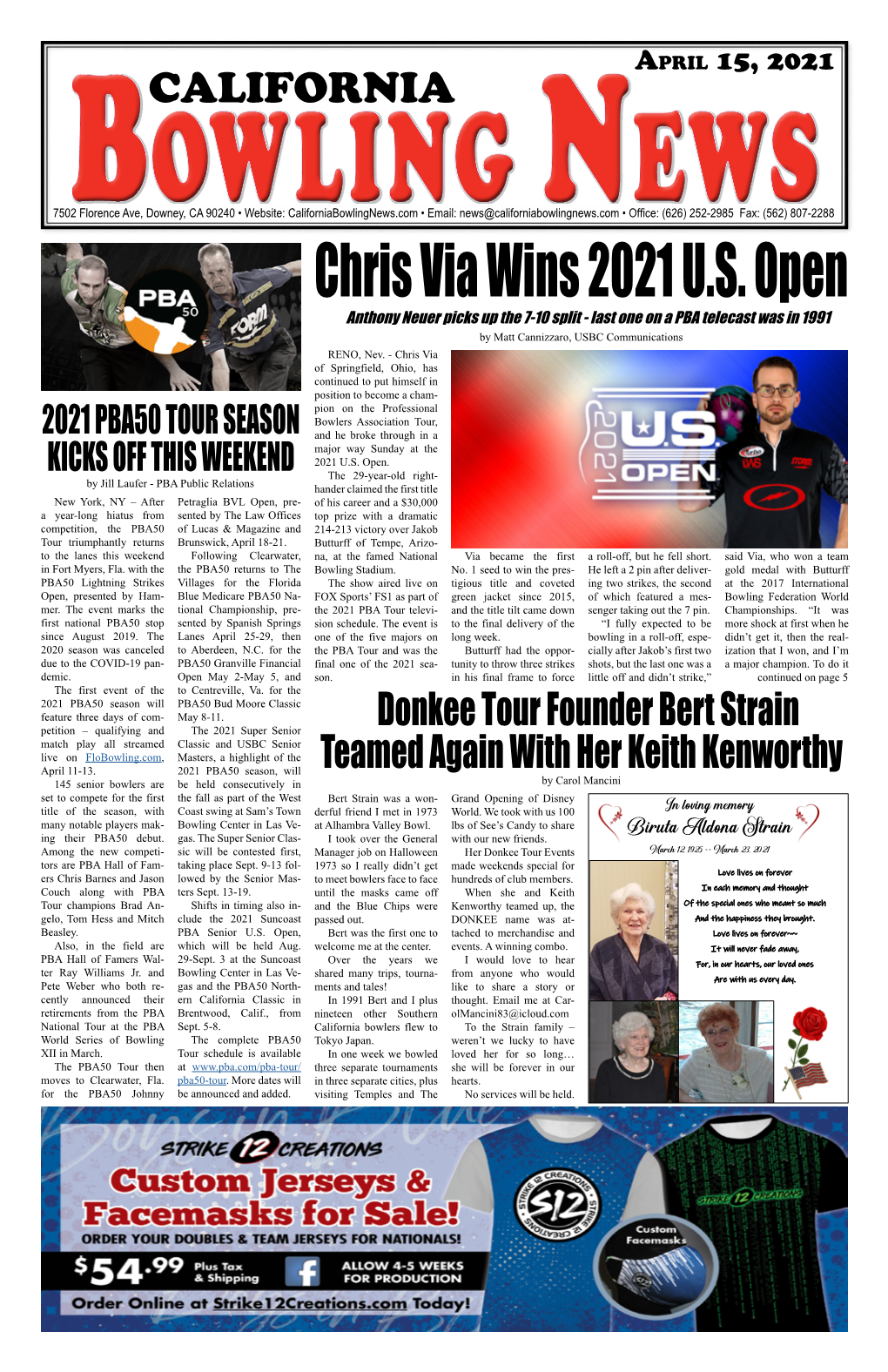 Chris Via Wins 2021 U.S. Open Anthony Neuer Picks up the 7-10 Split - Last One on a PBA Telecast Was in 1991 by Matt Cannizzaro, USBC Communications RENO, Nev