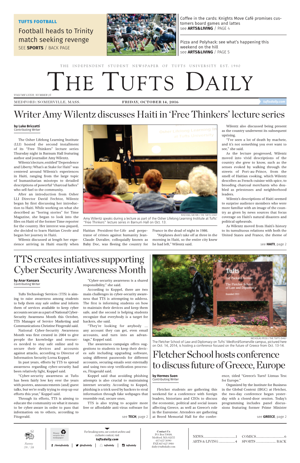 The Tufts Daily Volume Lxxii, Number 25