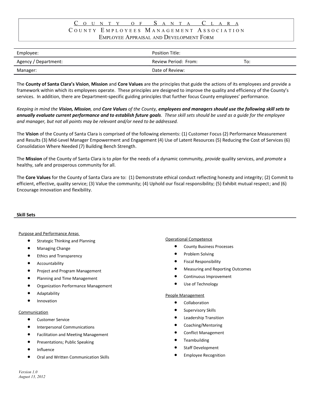 CEMA Performance Appraisal Form