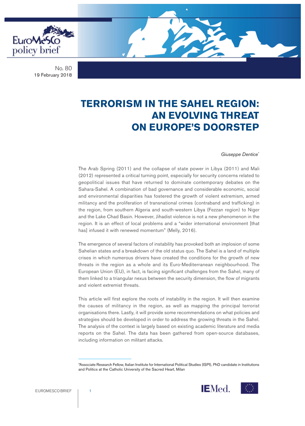 Terrorism in the Sahel Region: an Evolving Threat on Europe’S Doorstep