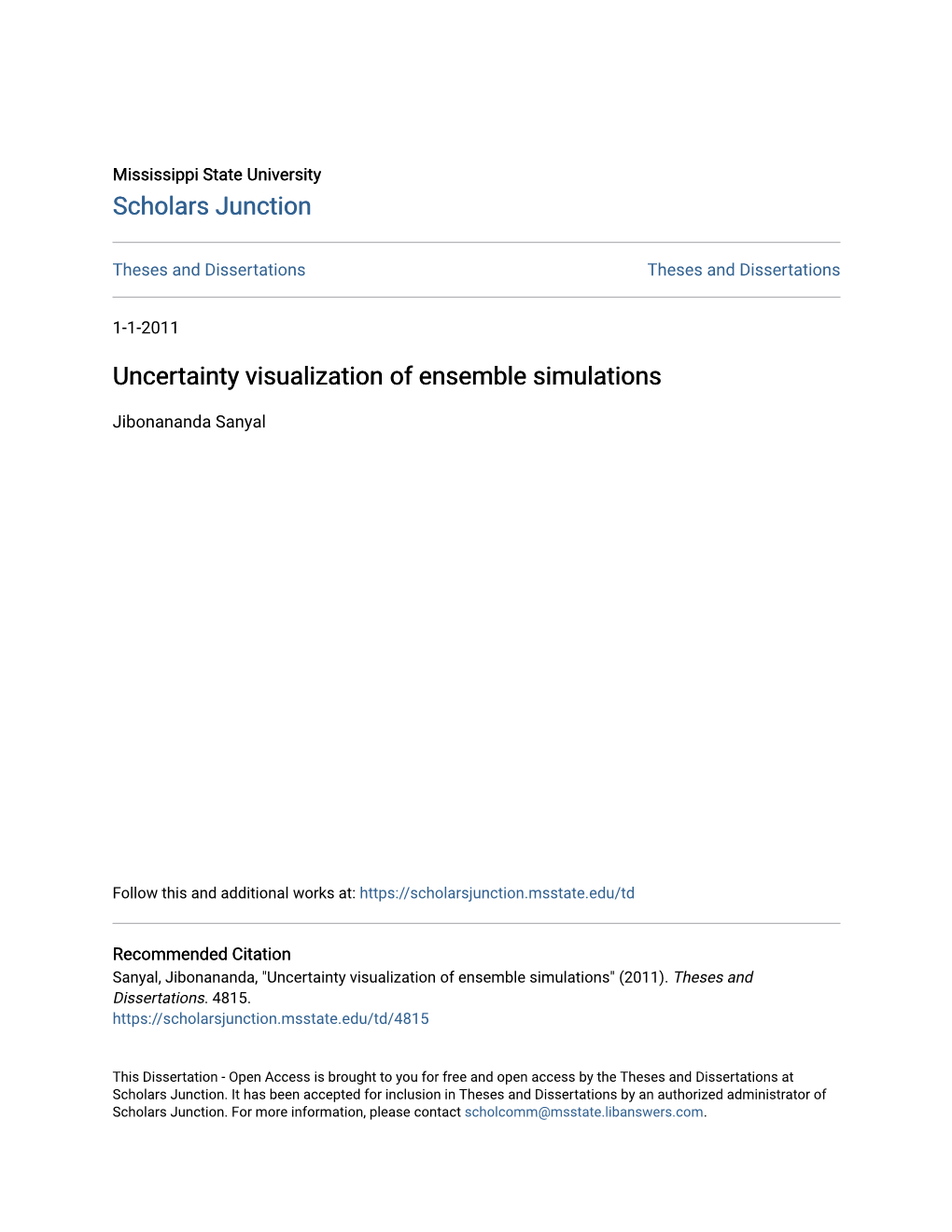 Uncertainty Visualization of Ensemble Simulations