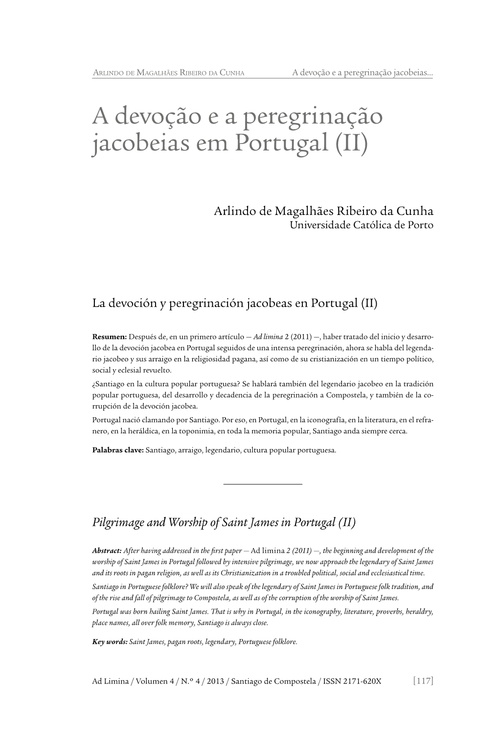 A Devoção E a Peregrinação Jacobeias Em Portugal (II)