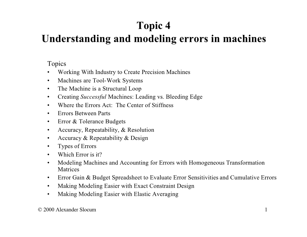 Topic 4 Understanding and Modeling Errors in Machines