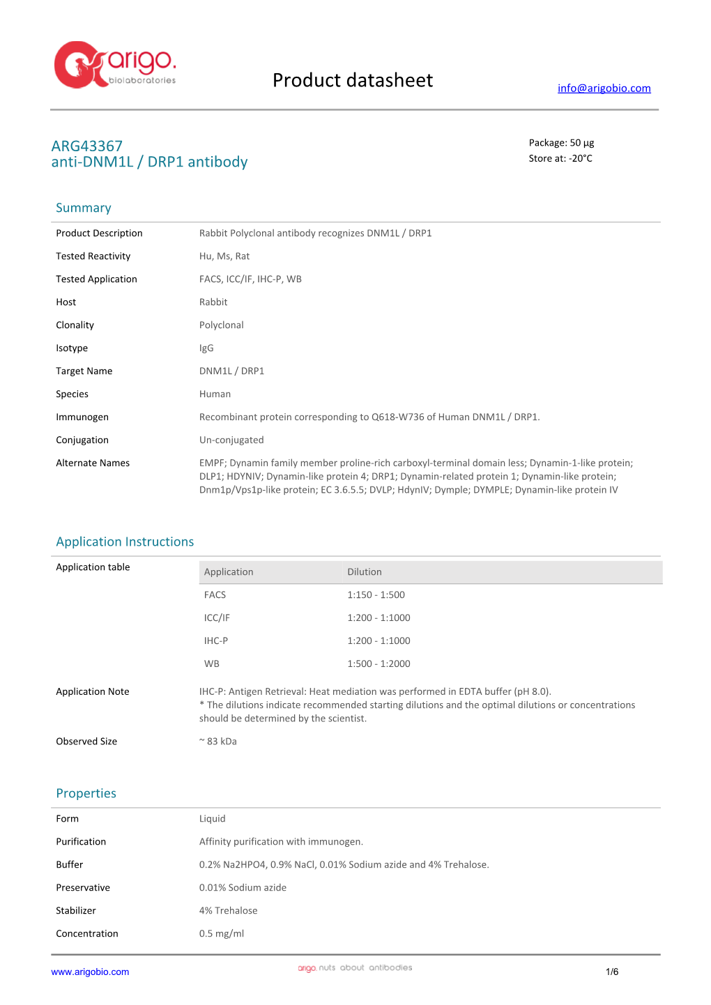 Anti-DNM1L / DRP1 Antibody (ARG43367)