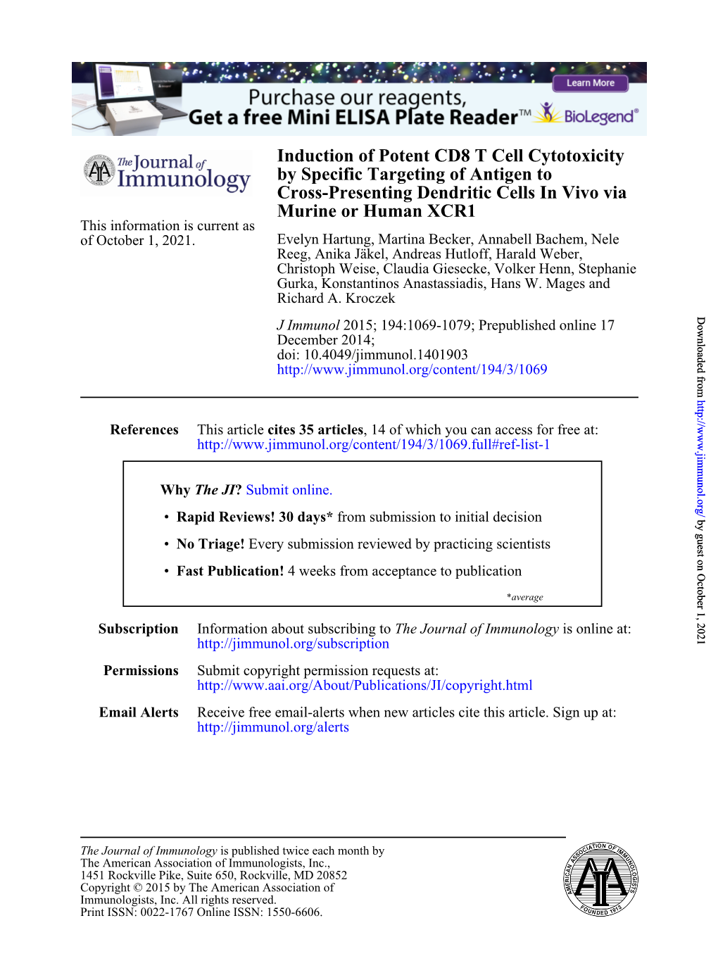 Murine Or Human XCR1 Cross-Presenting Dendritic Cells In