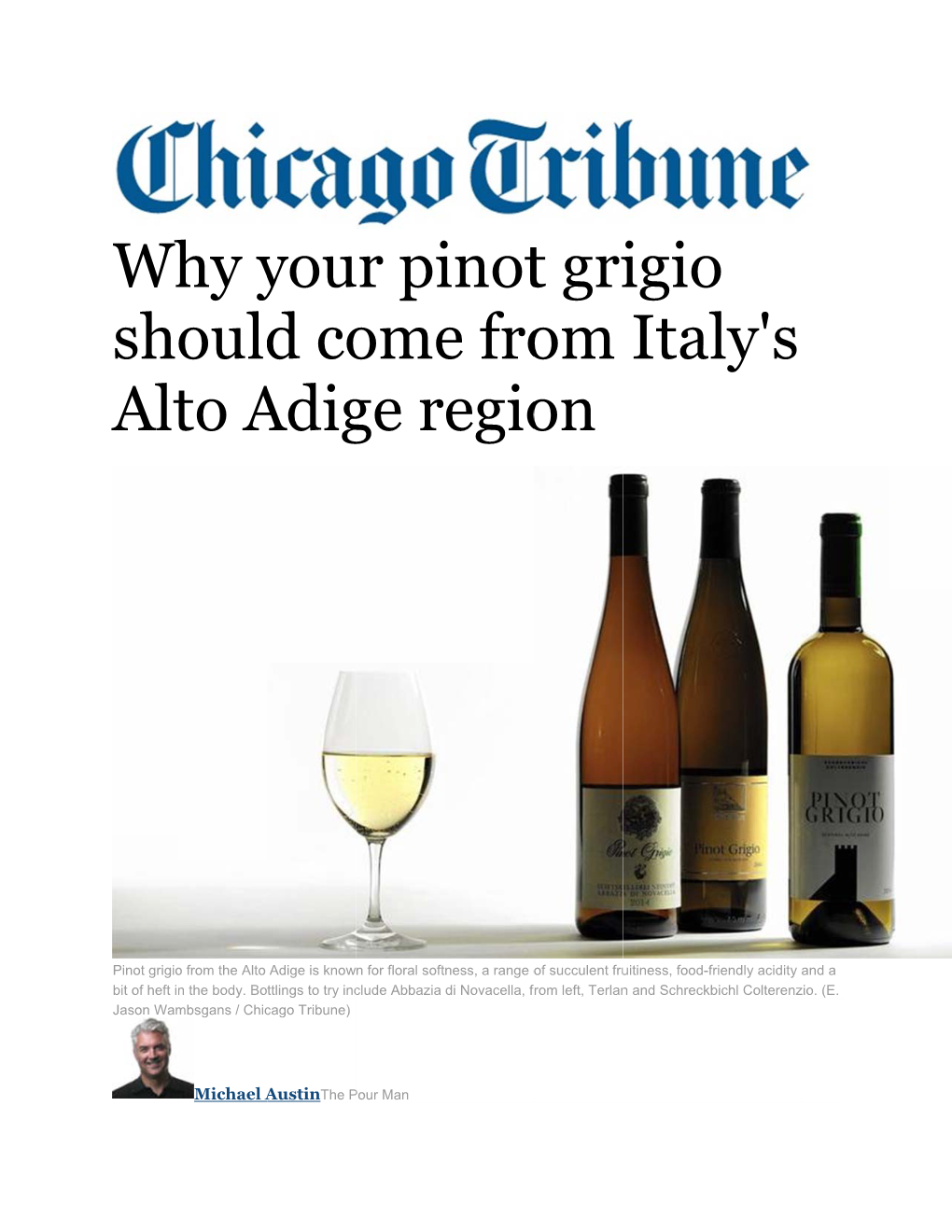 Why Your Pinot Grigio Should Come from Alto Adige