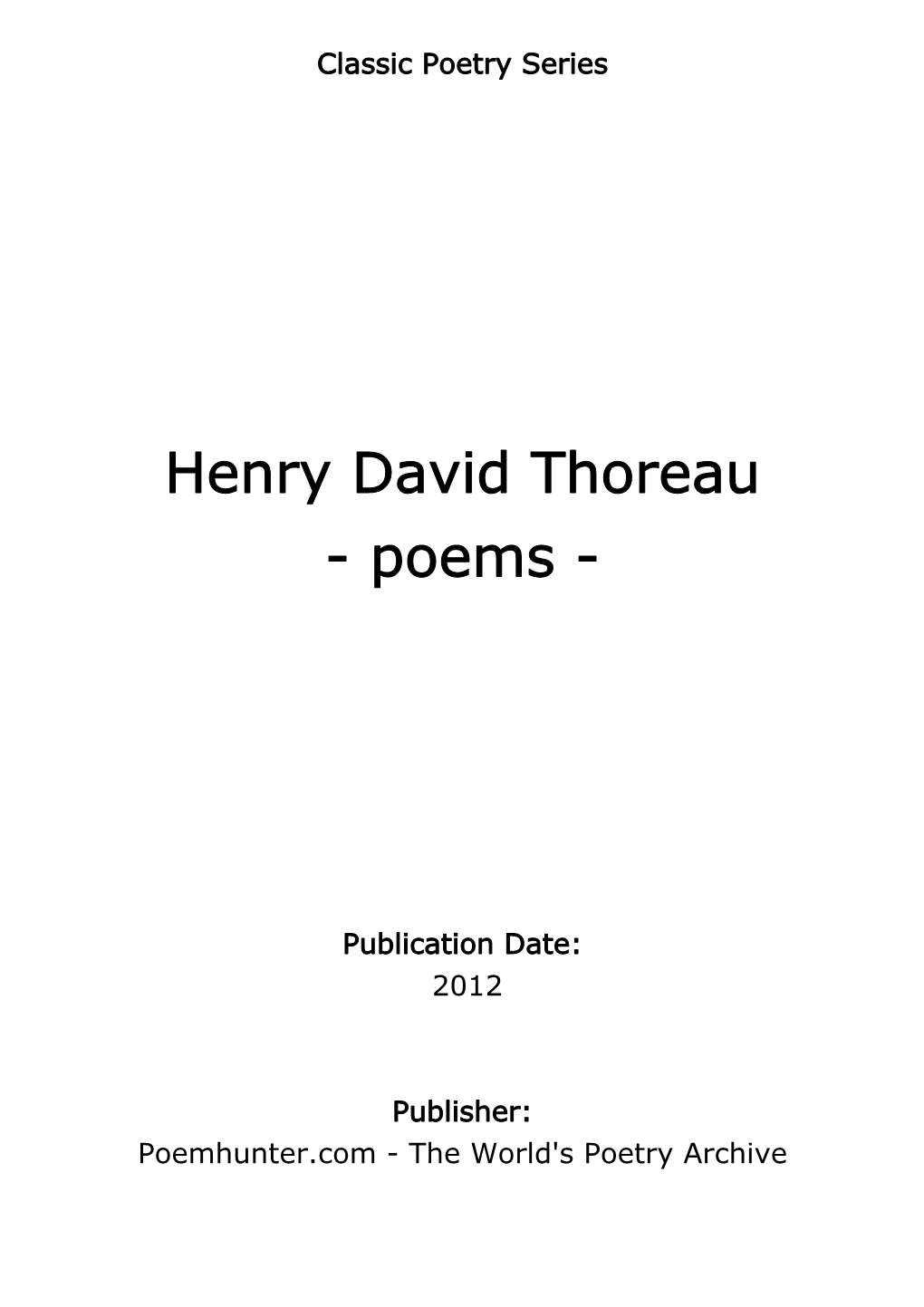 Henry David Thoreau - Poems