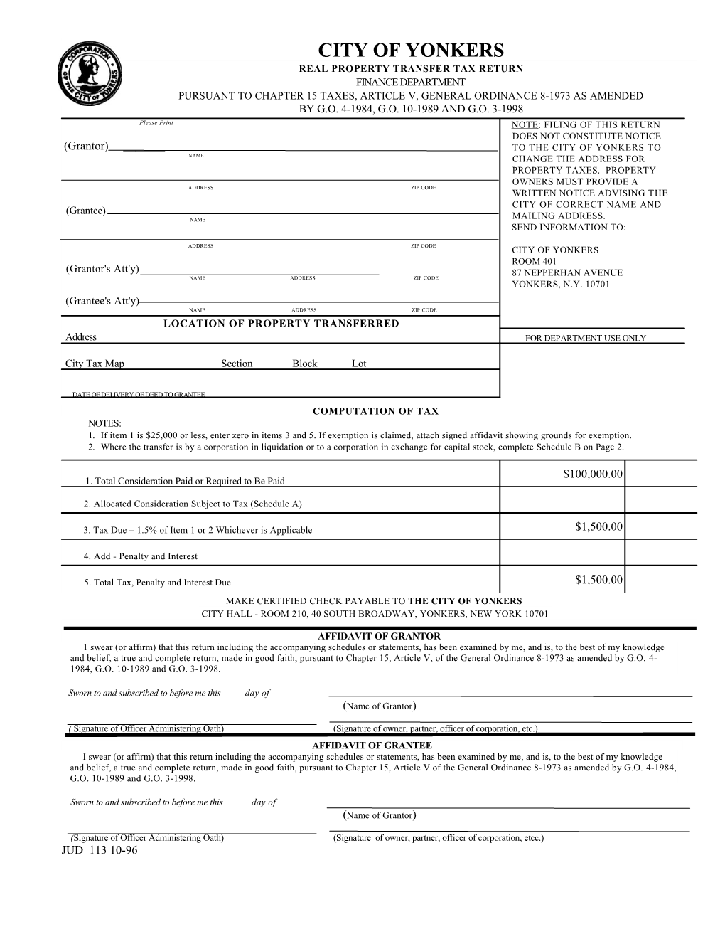 Real Property Transfer Tax Return