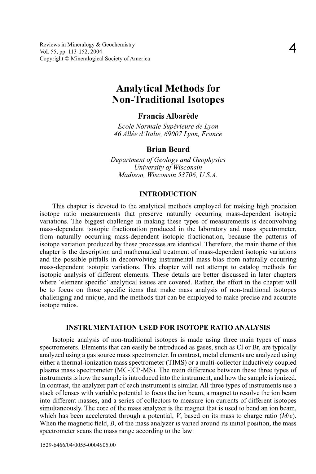 Analytical Methods for Non-Traditional Isotopes