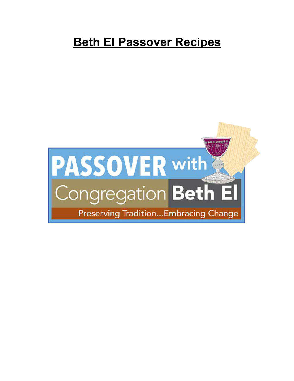 Passover Recipes TABLE of CONTENTS
