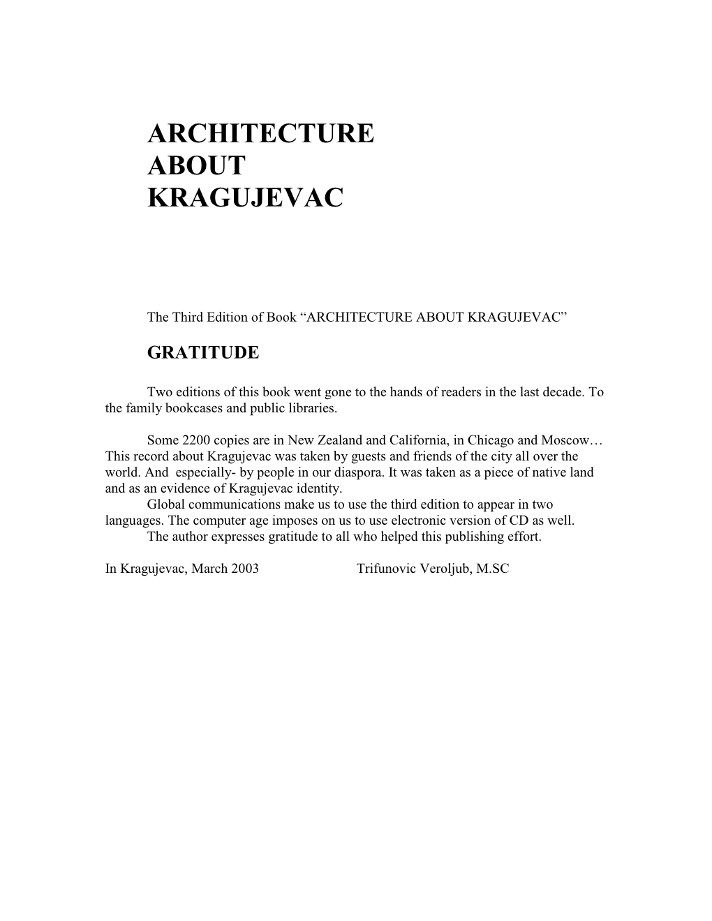 Architecture About Kragujevac