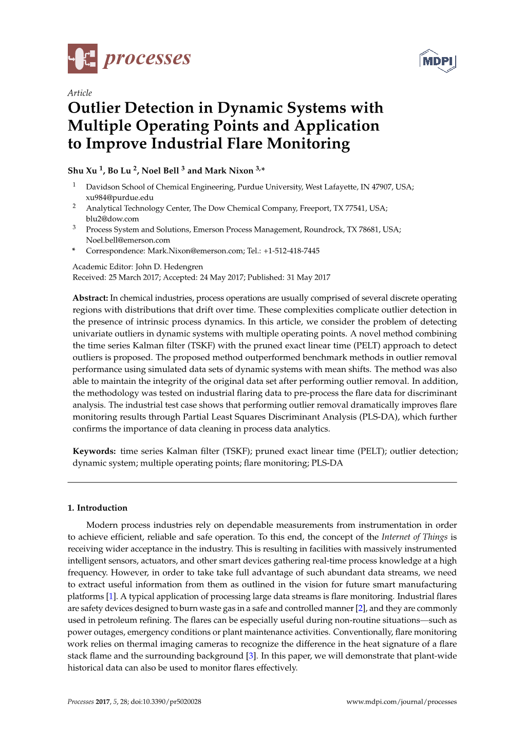 Outlier Detection in Dynamic Systems with Multiple Operating Points and Application to Improve Industrial Flare Monitoring