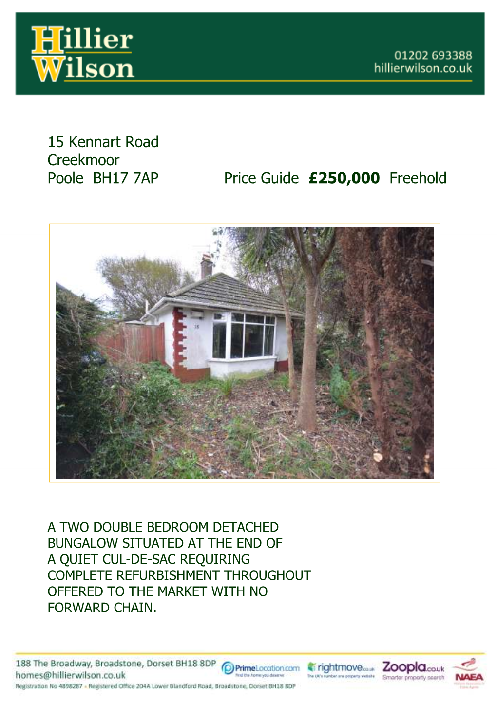 15 Kennart Road Creekmoor Poole BH17 7AP Price Guide £250,000 Freehold