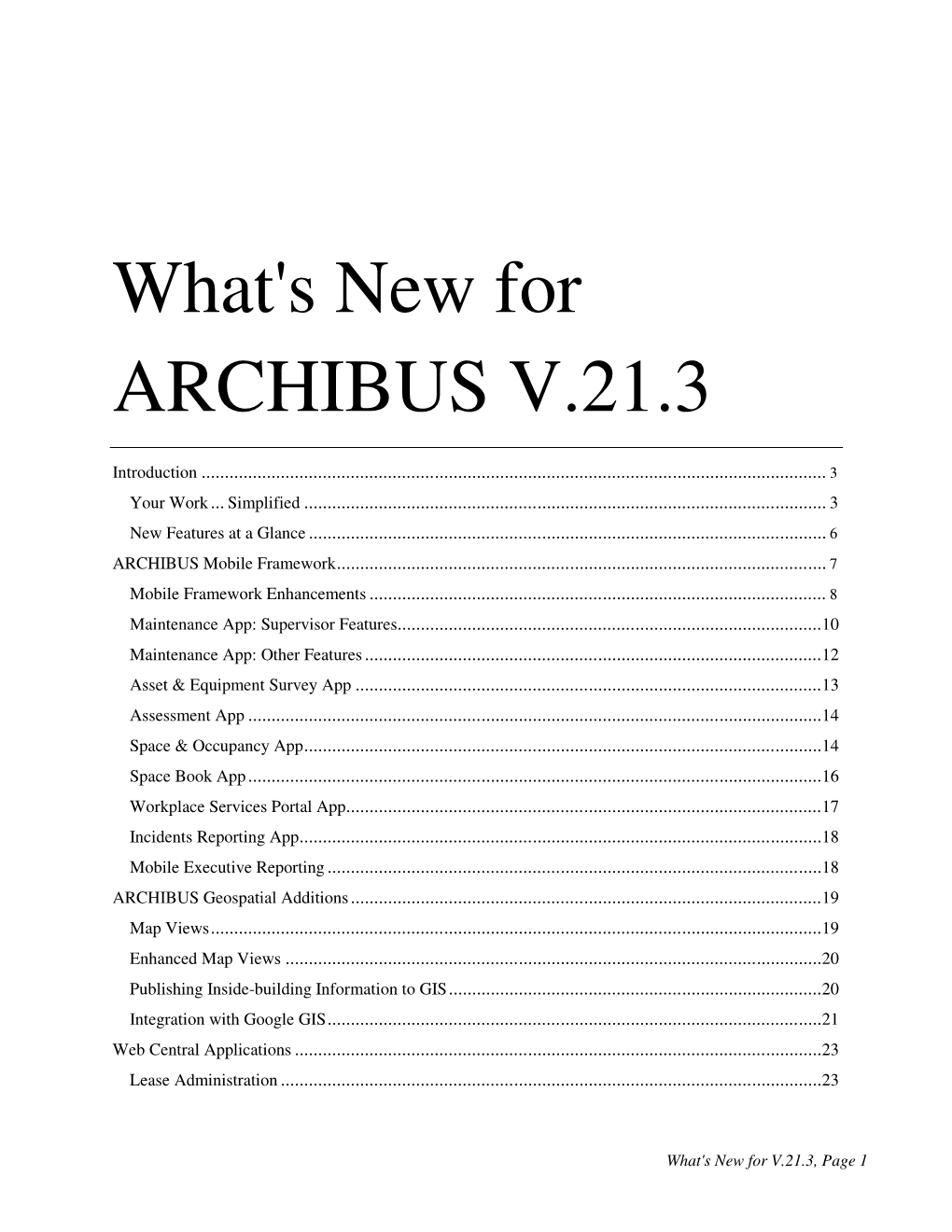 What's New for ARCHIBUS V.21.3