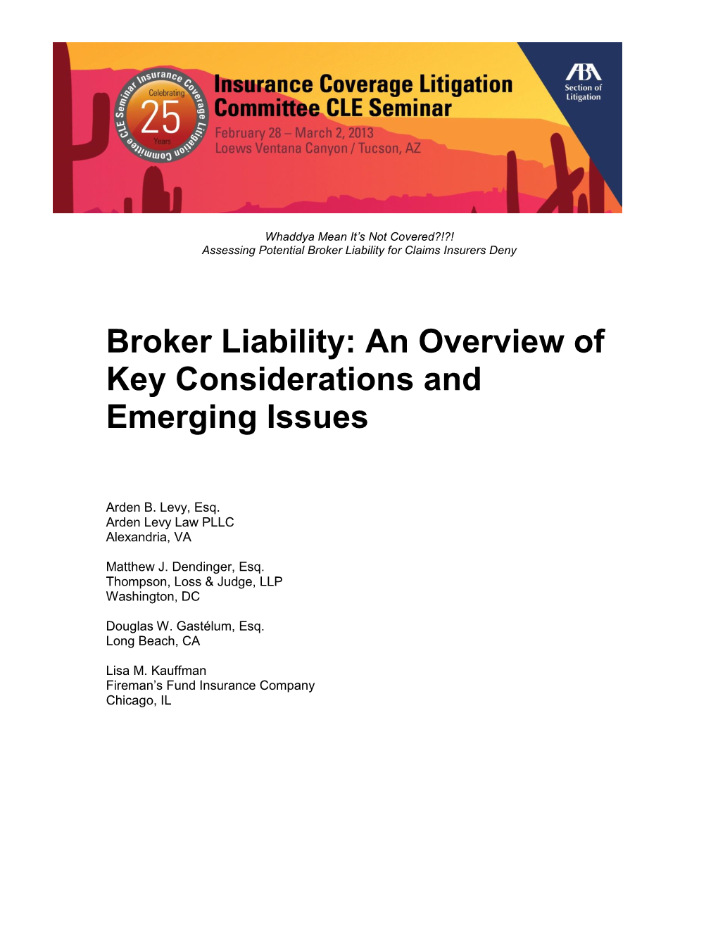 Broker Liability for Claims Insurers Deny