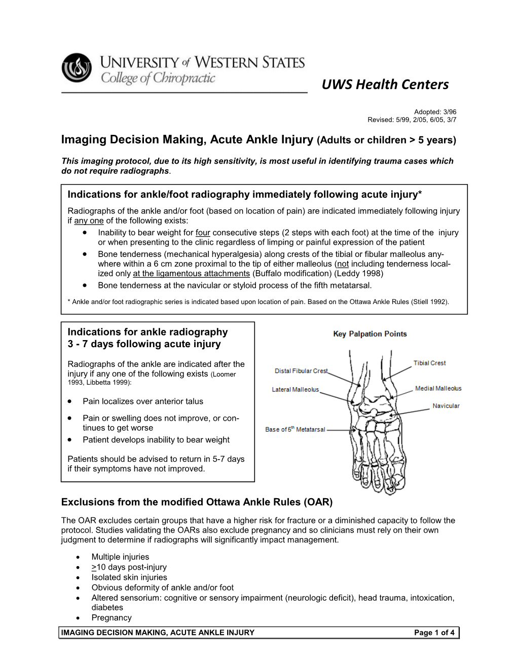 Imaging Acute Ankle Injury Last Updated 3/16