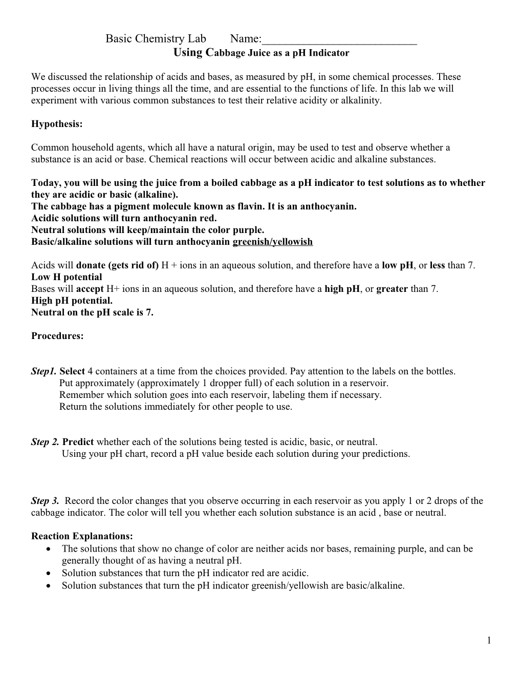 Chemistry Lab - Section 7: Acids and Bases