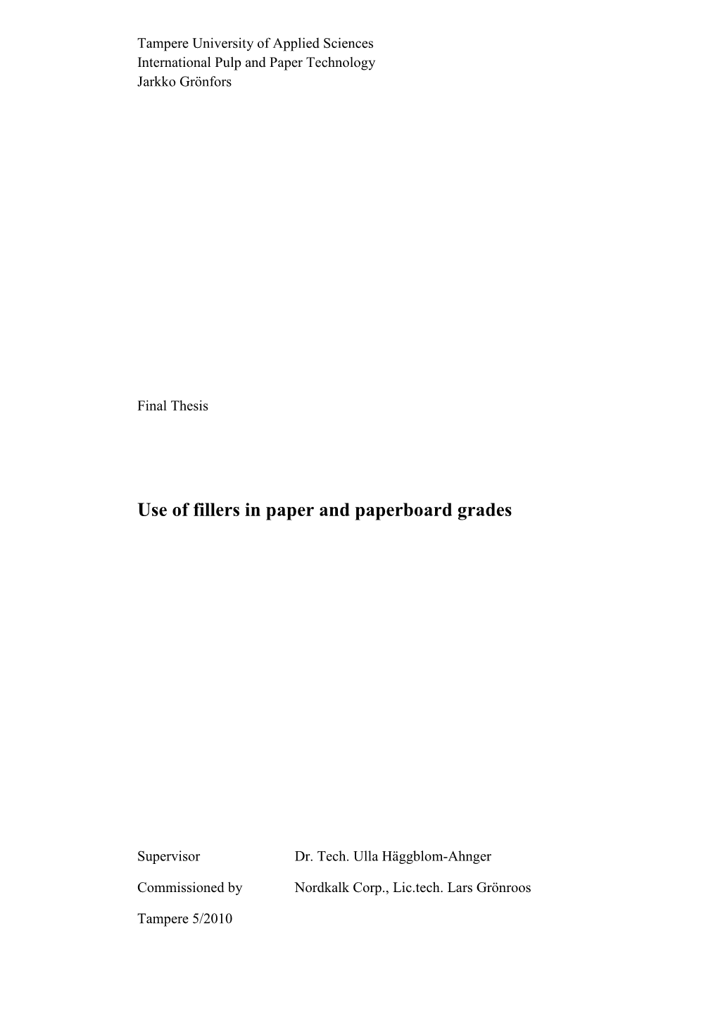 Use of Fillers in Paper and Paperboard Grades