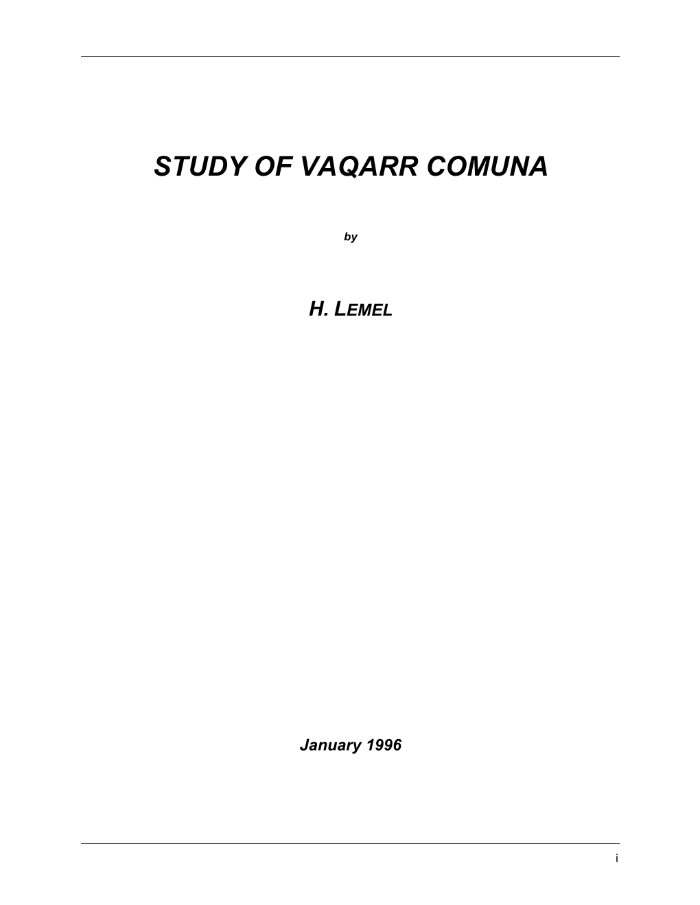 Study of Vaqarr Comuna